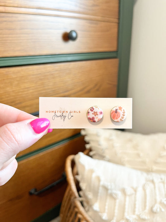 Floral Pumpkin Studs