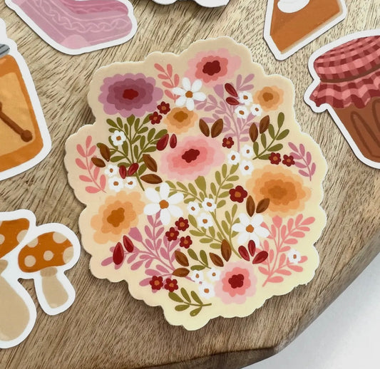 Cottage Flowers Sticker 2.9x3 in.