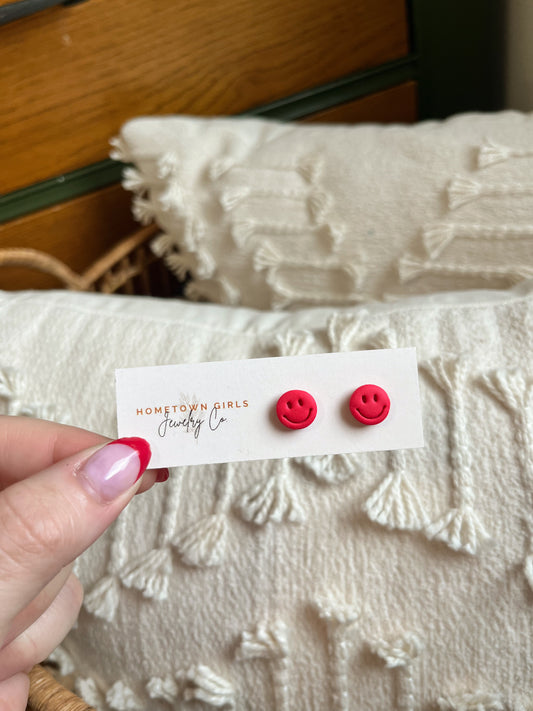 Hot Pink Smiley Studs